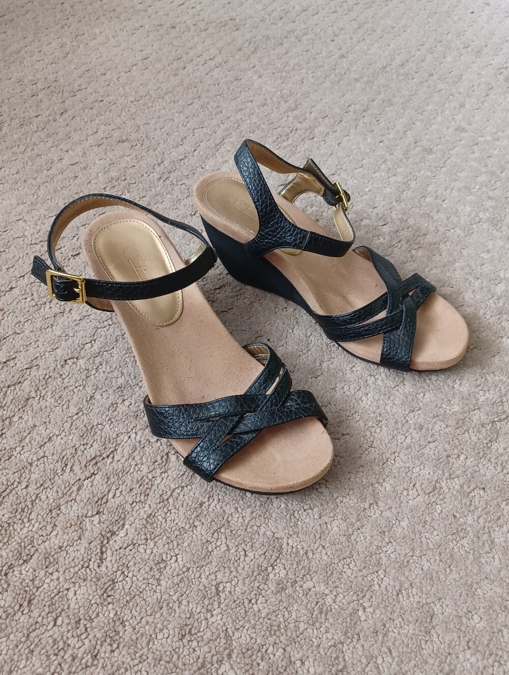 Women's Chaps Sandals Reine Wedge Sandal (Black - Size 8)